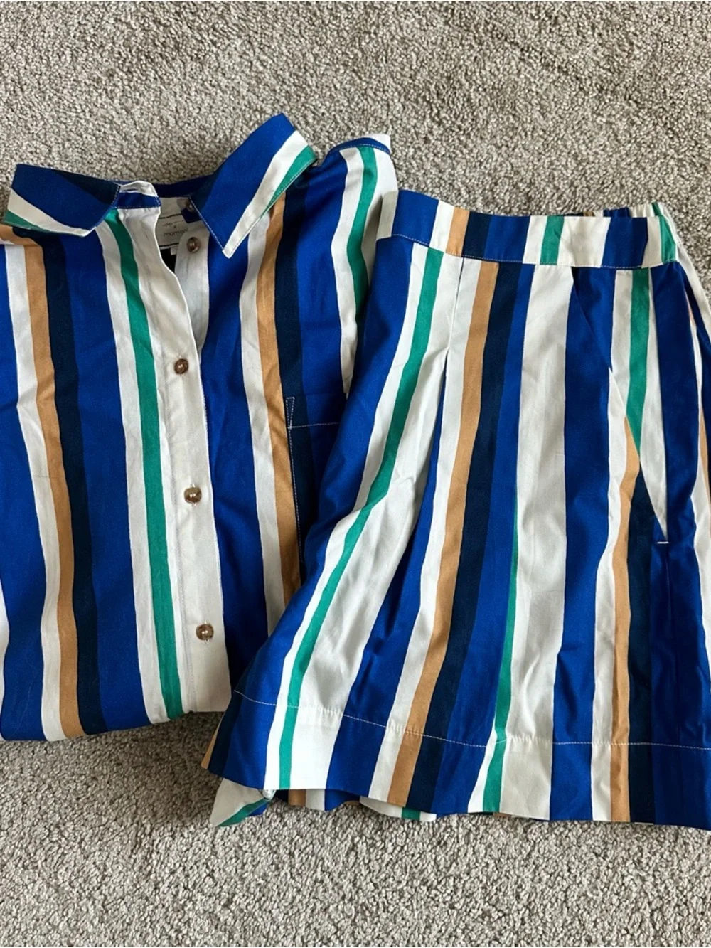 Sezane x Momoni Nicolo Shorts Max Shirt Matching Set Multico Stripe Sz 42 - Picture 4 of 12